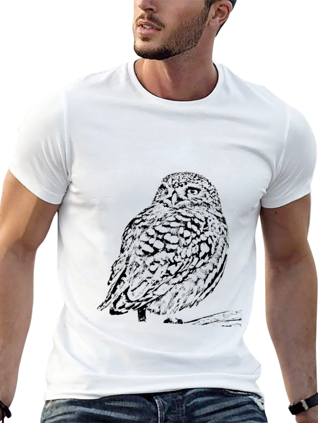 Mens Black Owl Graphic Tee
