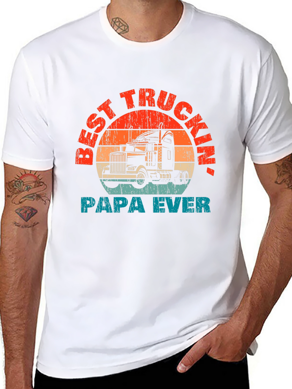 Best Truckin Papa Ever T-Shirt - Black