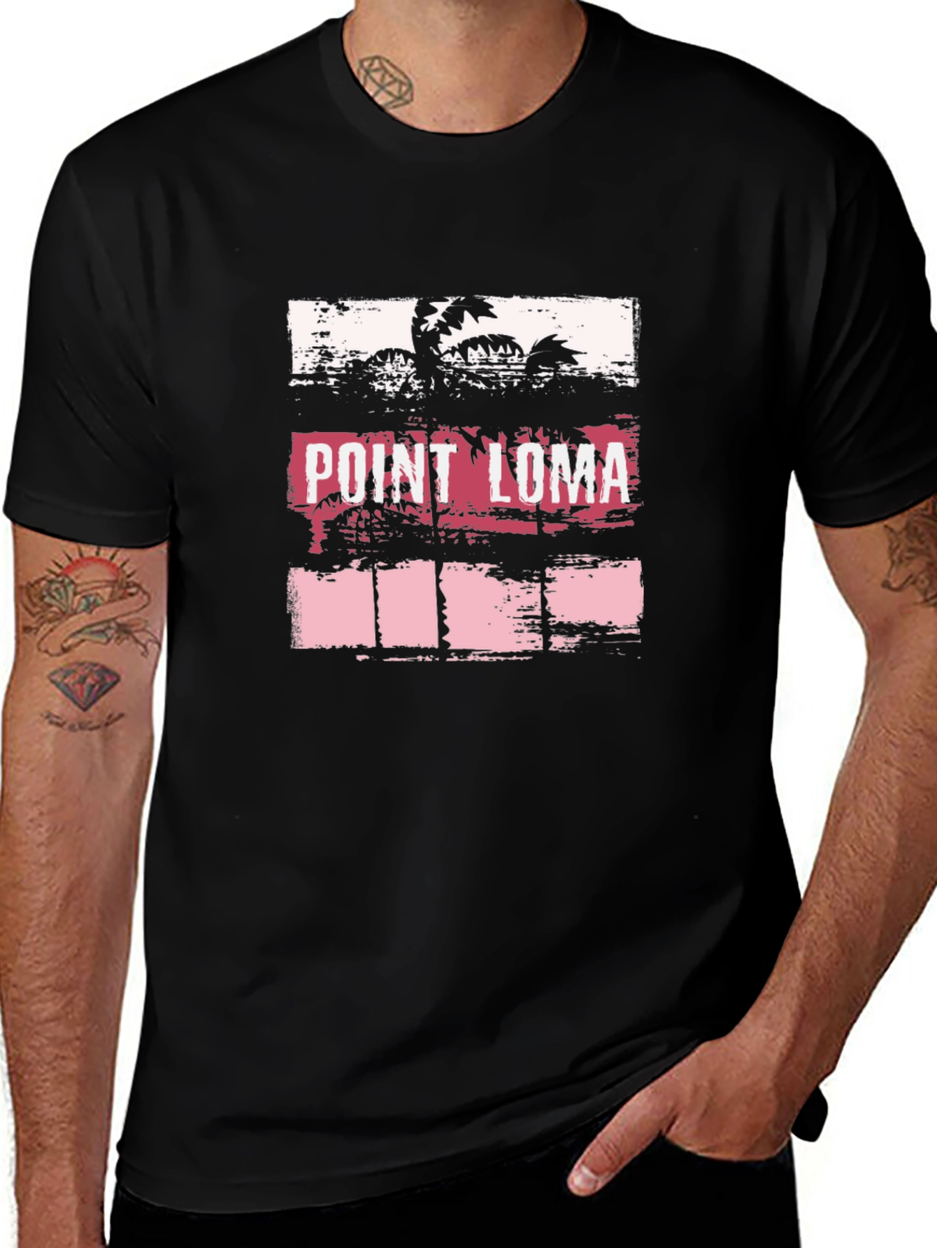 Point Loma Palm Tree Graphic Black T-Shirt