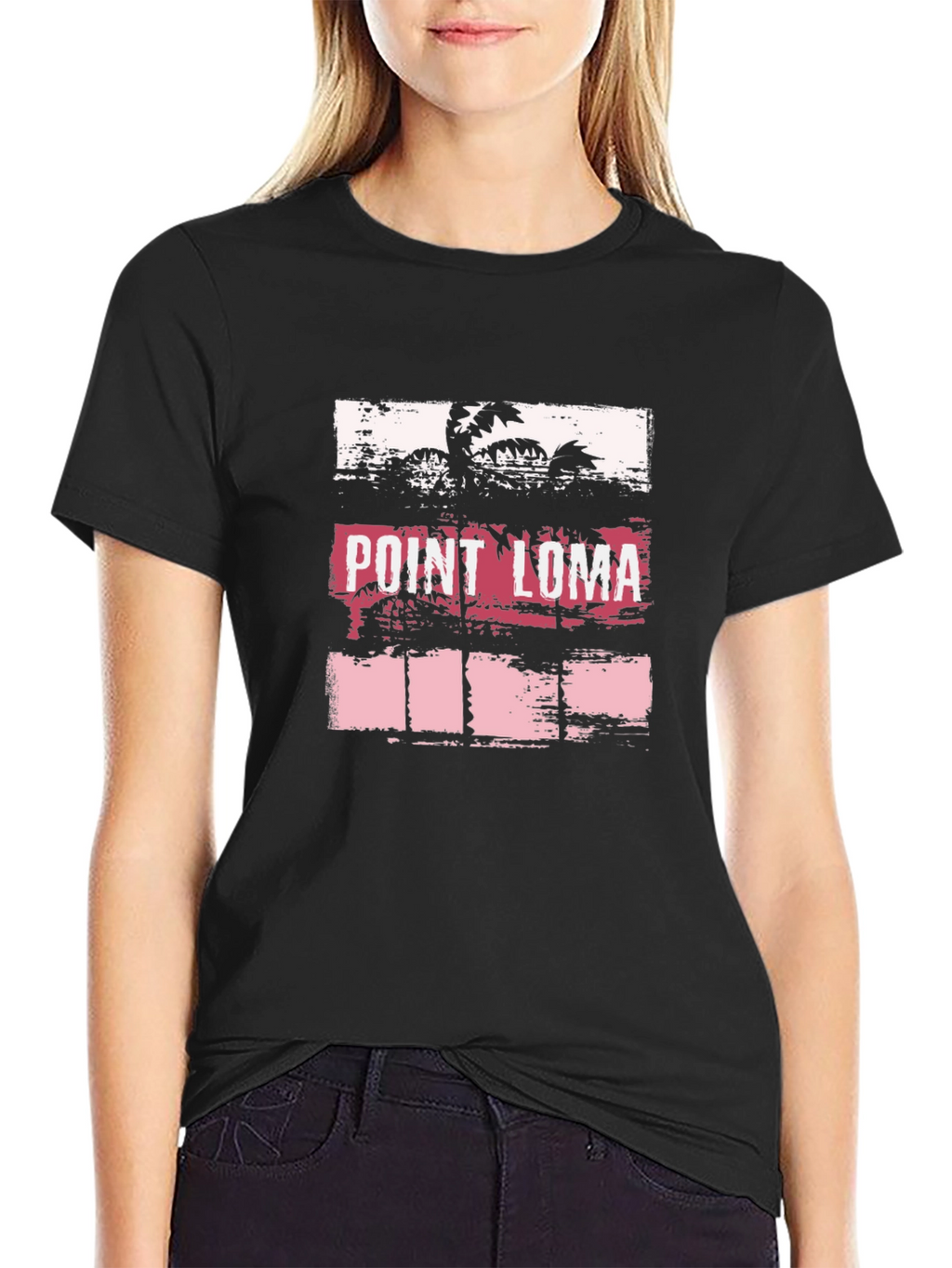 Point Loma Palm Tree Graphic Black T-Shirt