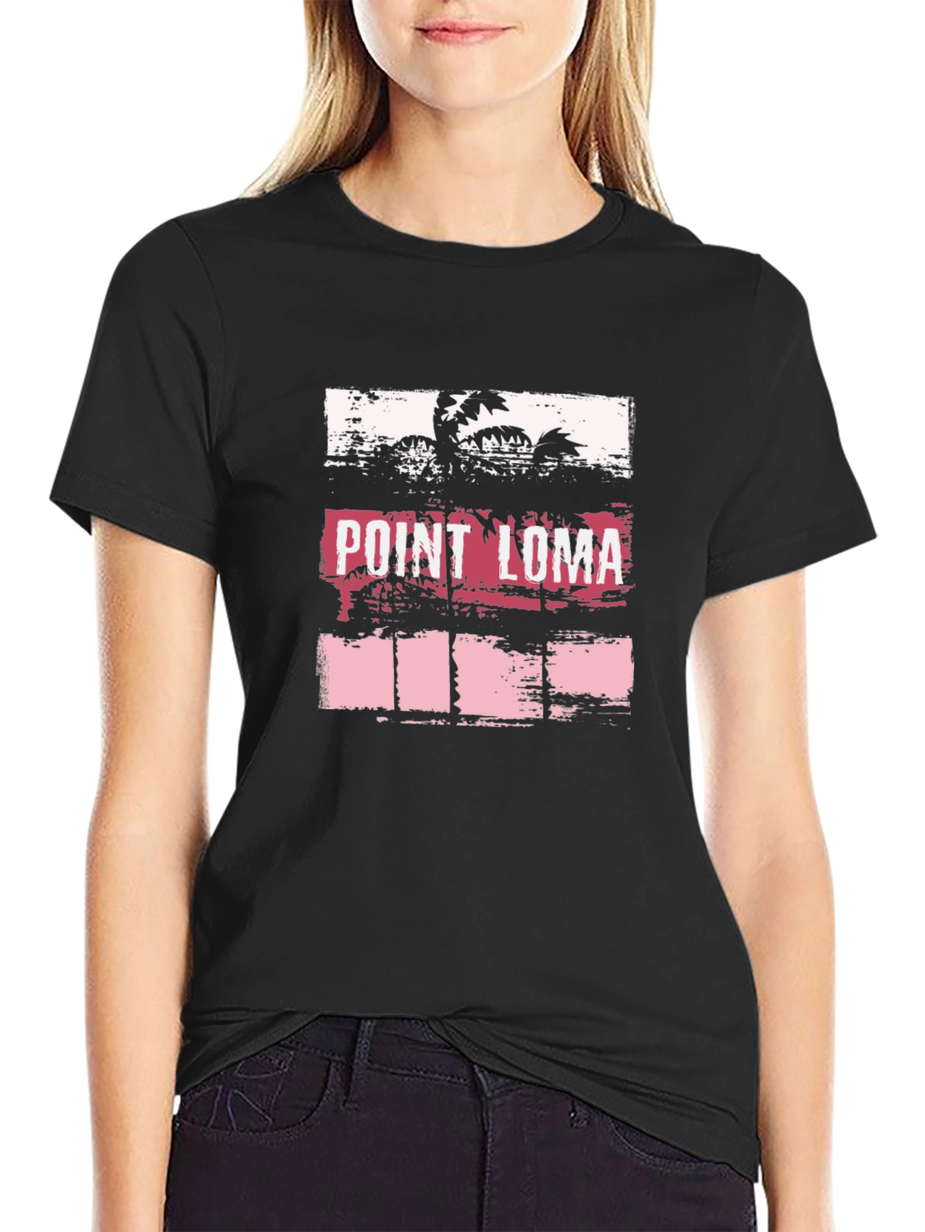 Point Loma Palm Tree Graphic Black T-Shirt
