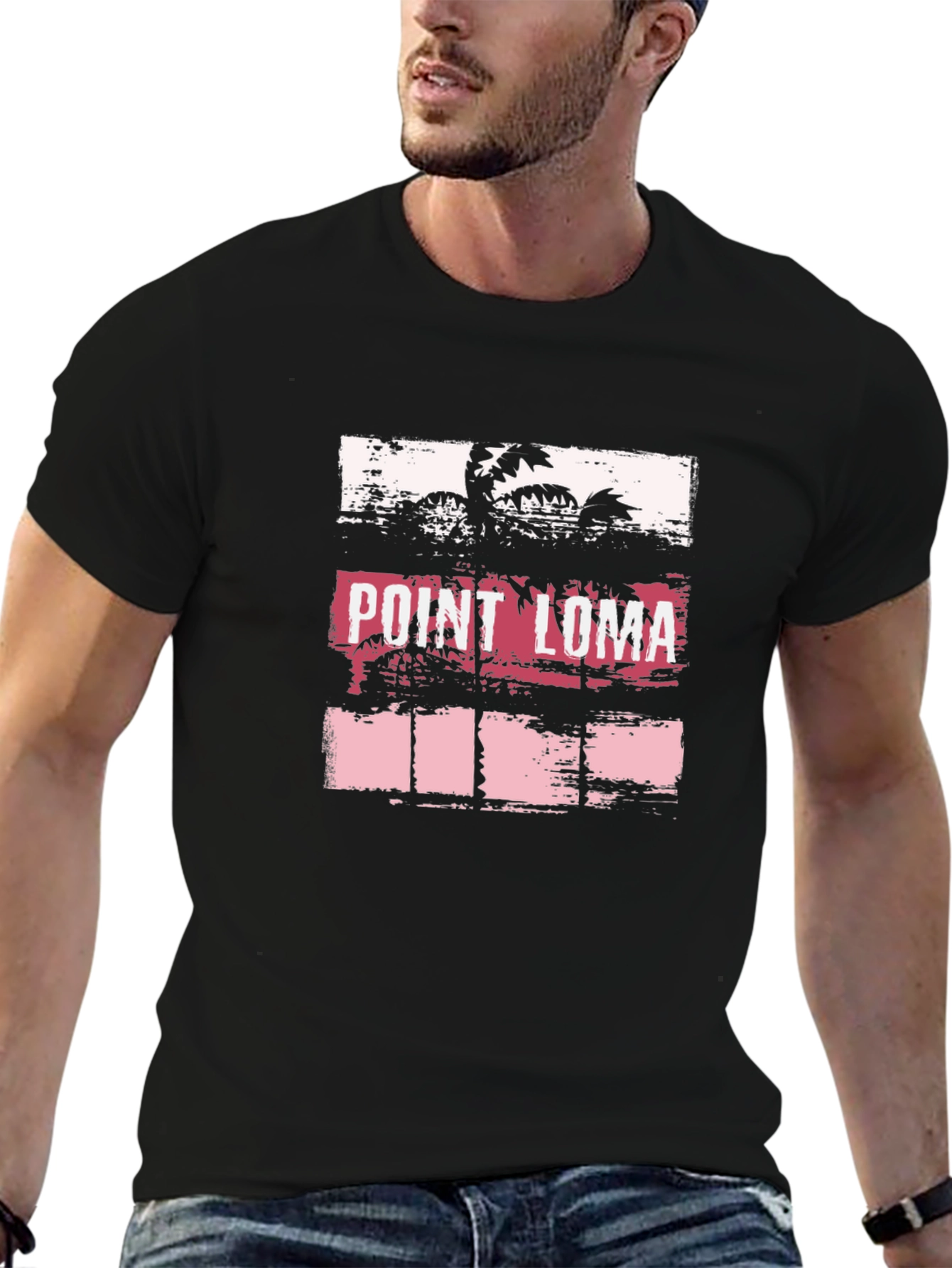 Point Loma Palm Tree Graphic Black T-Shirt