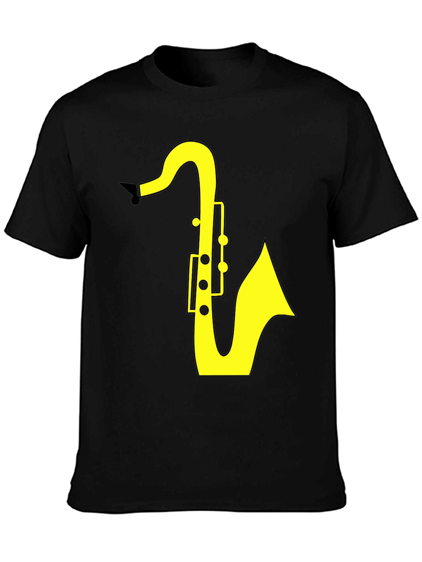 Saxophone Graphic Tee - Black Cotton T-Shirt