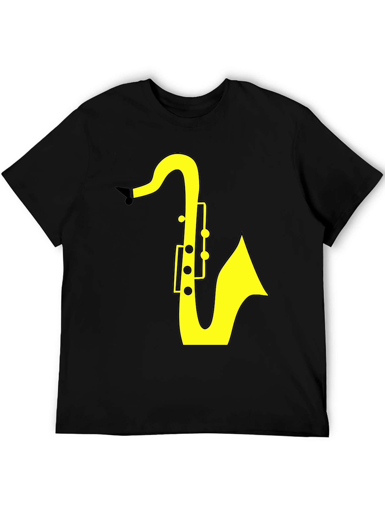 Saxophone Graphic Tee - Black Cotton T-Shirt