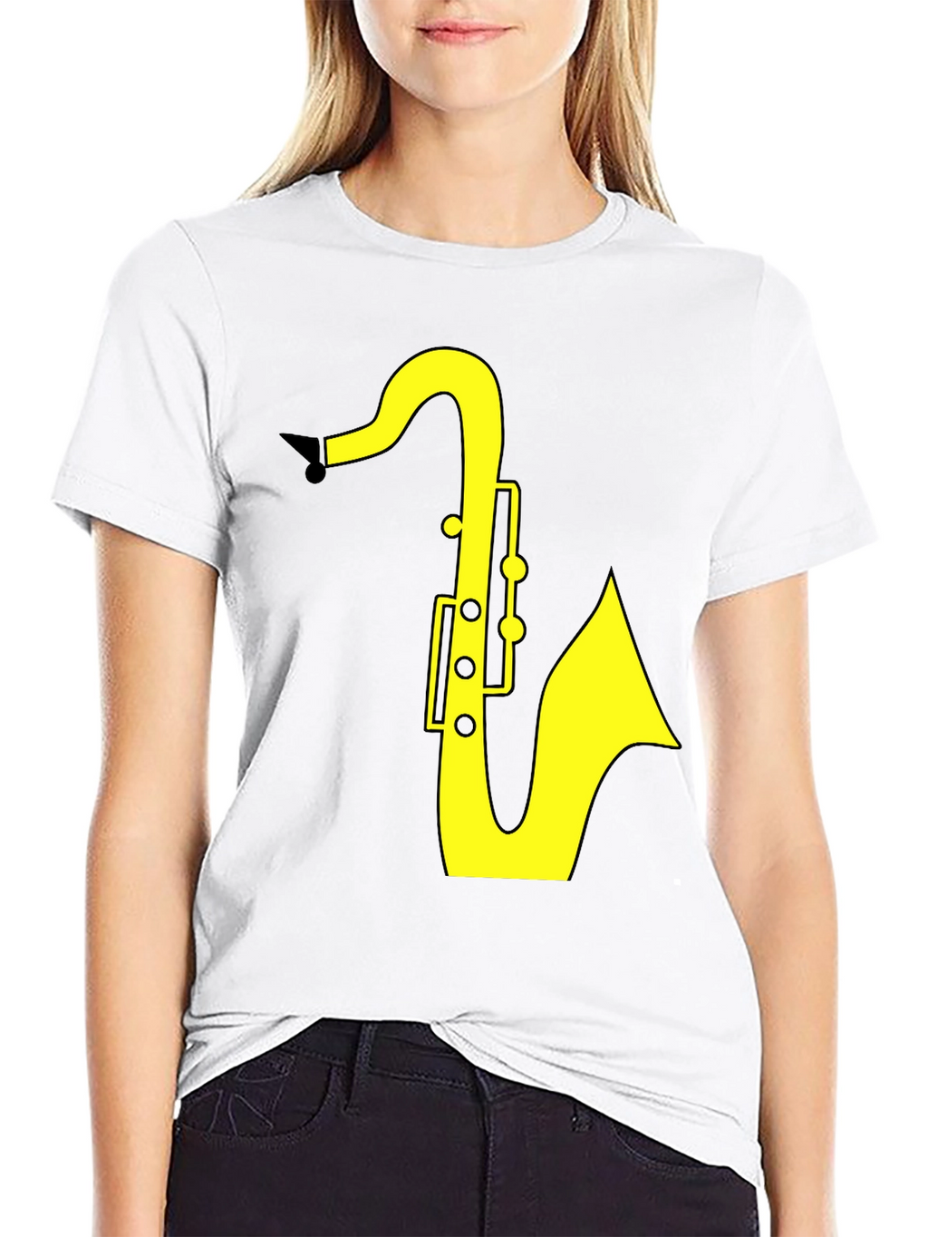 Saxophone Graphic Tee - Black Cotton T-Shirt
