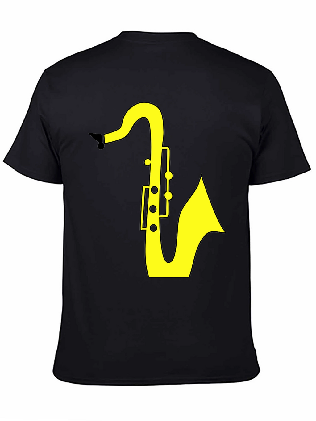 Saxophone Graphic Tee - Black Cotton T-Shirt