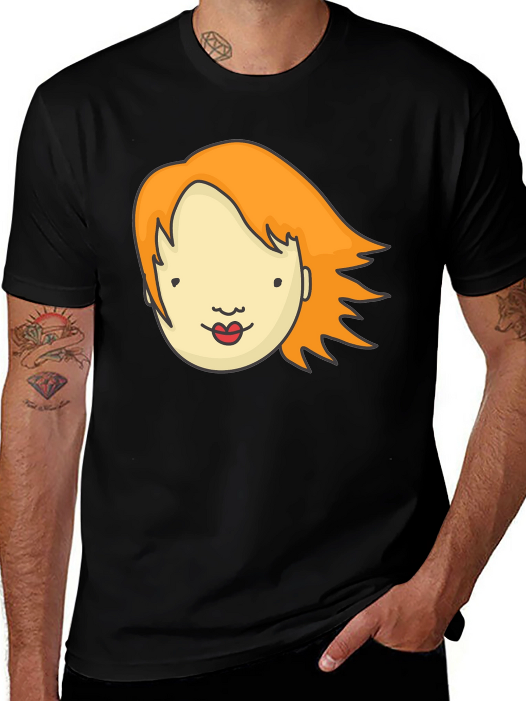 Cartoon Face Graphic T-Shirt - Unisex Black Tee