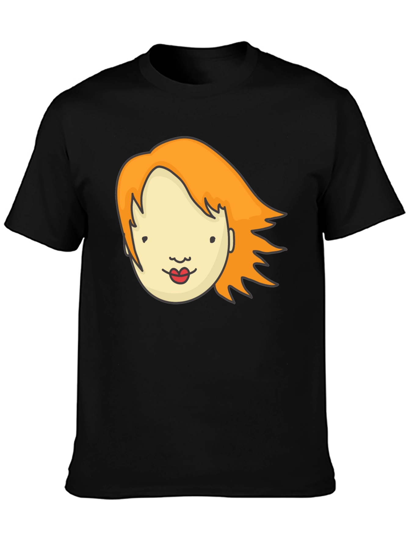 Cartoon Face Graphic T-Shirt - Unisex Black Tee