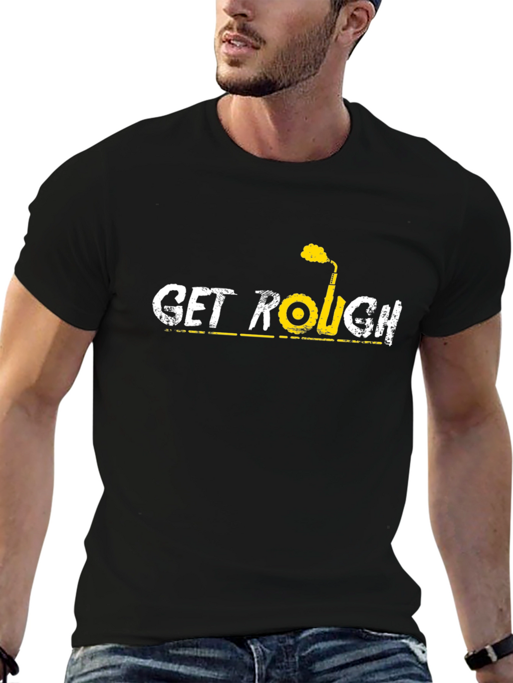Get Rough Black Cotton Graphic Tee
