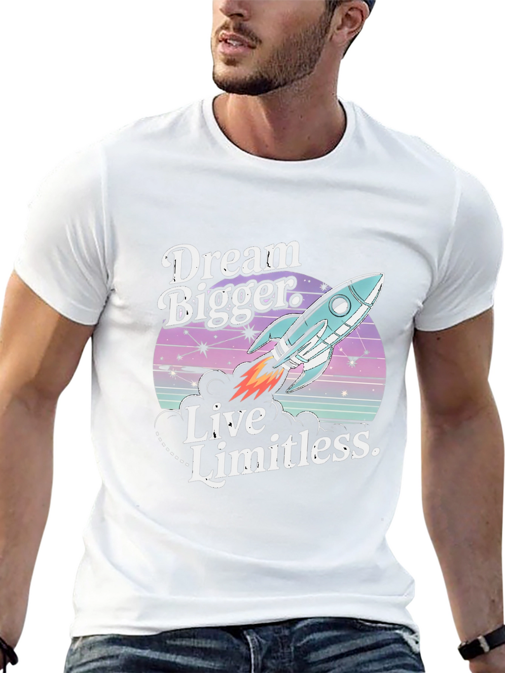 Dream Bigger Rocket Graphic Tee - Premium Unisex T-Shirt