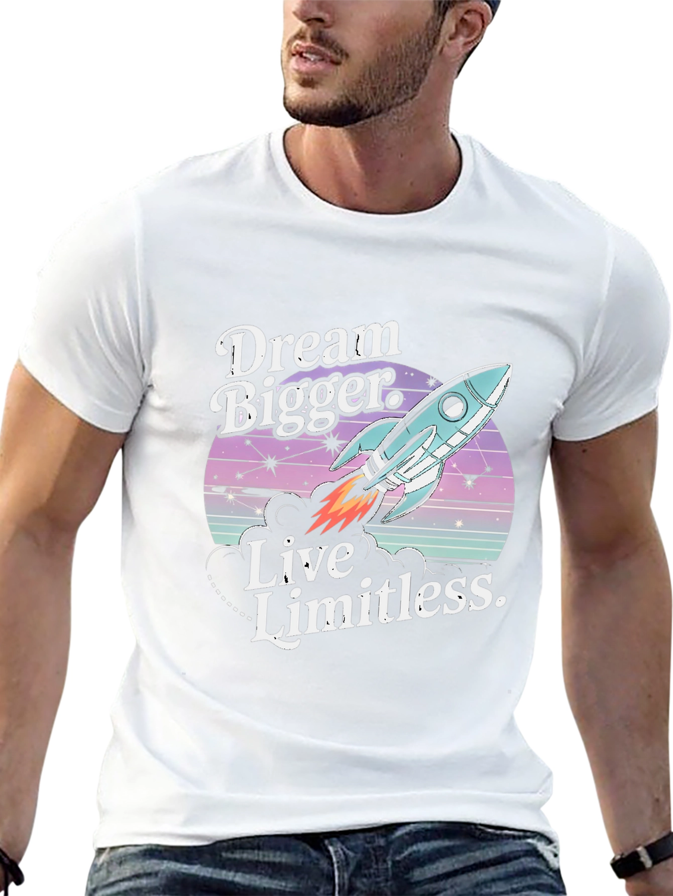 Dream Bigger Rocket Graphic Tee - Premium Unisex T-Shirt
