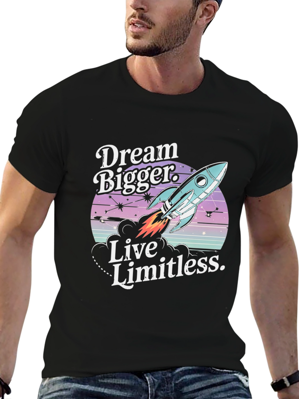 Dream Bigger Rocket Graphic Tee - Premium Unisex T-Shirt