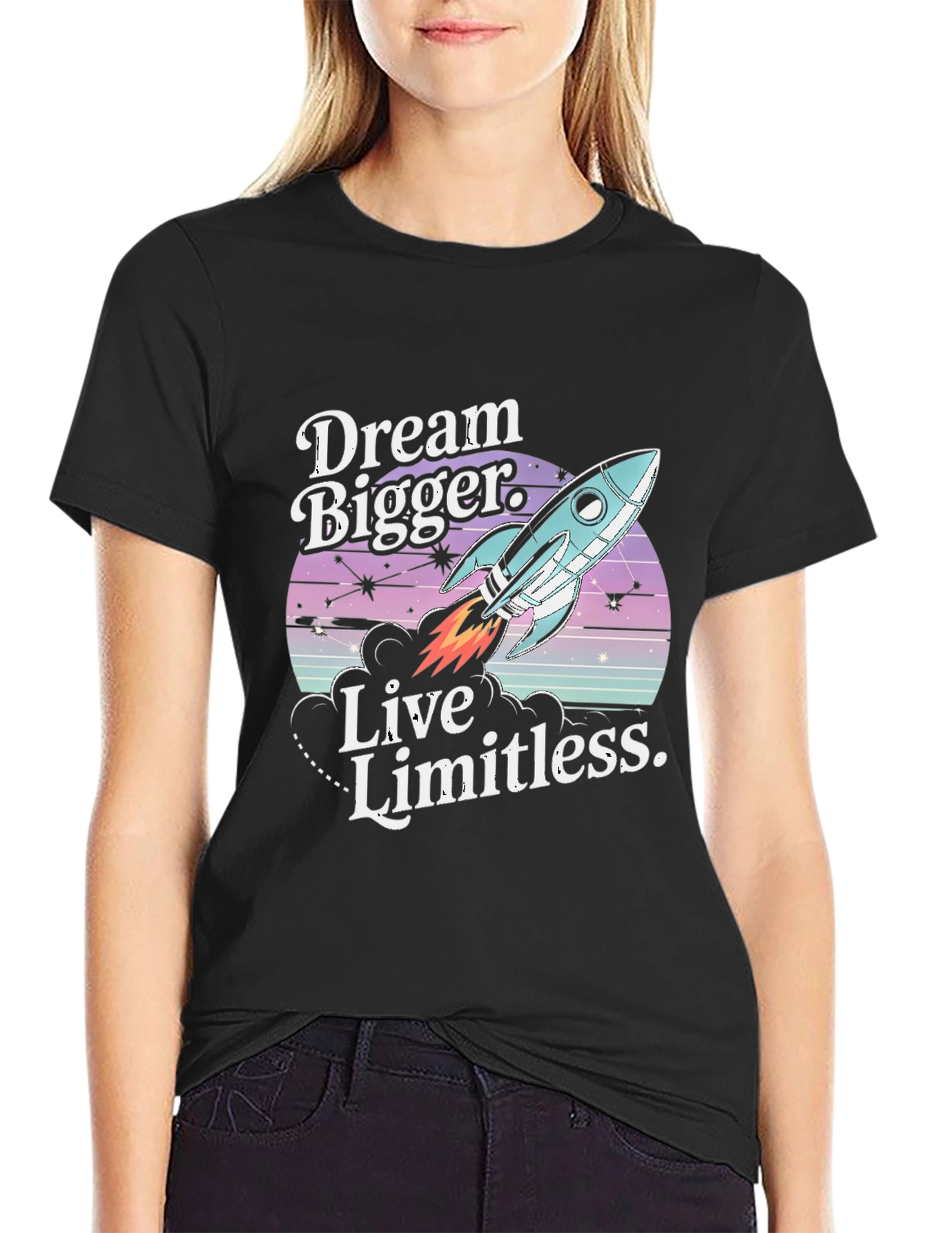 Dream Bigger Rocket Graphic Tee - Premium Unisex T-Shirt