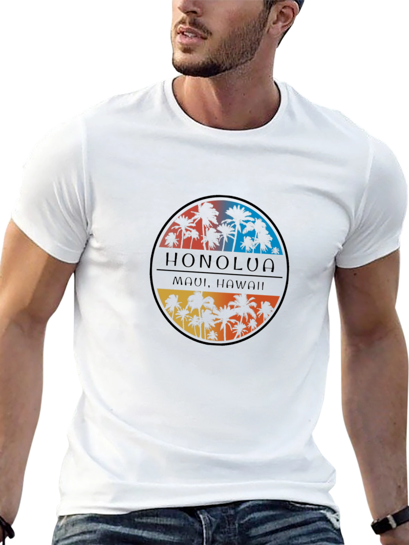 Honolua Maui Hawaii Palm Tree Graphic T-Shirt