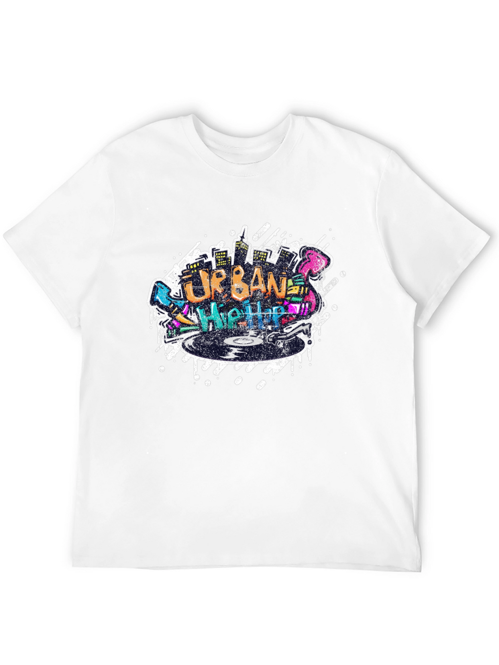 Urban Hip Hop Graphic Print Black T-Shirt