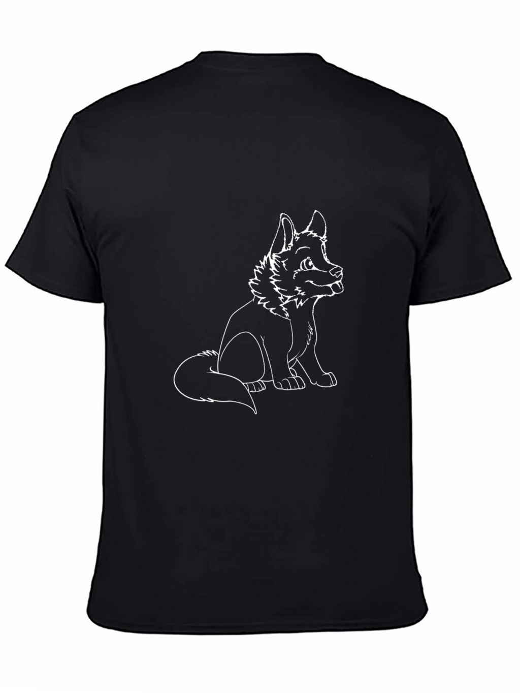 Black T-Shirt with Cute White Dog Print