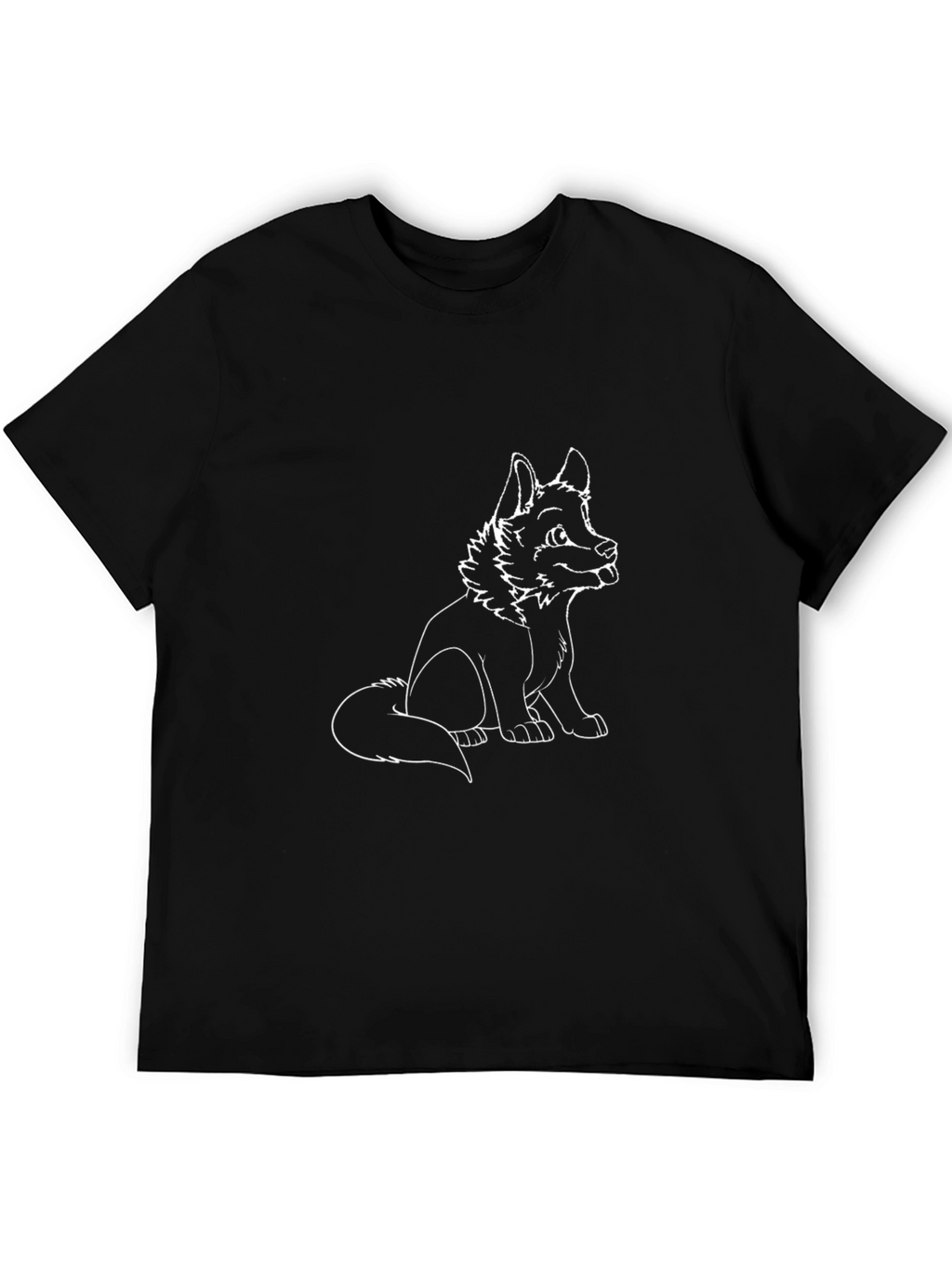 Black T-Shirt with Cute White Dog Print