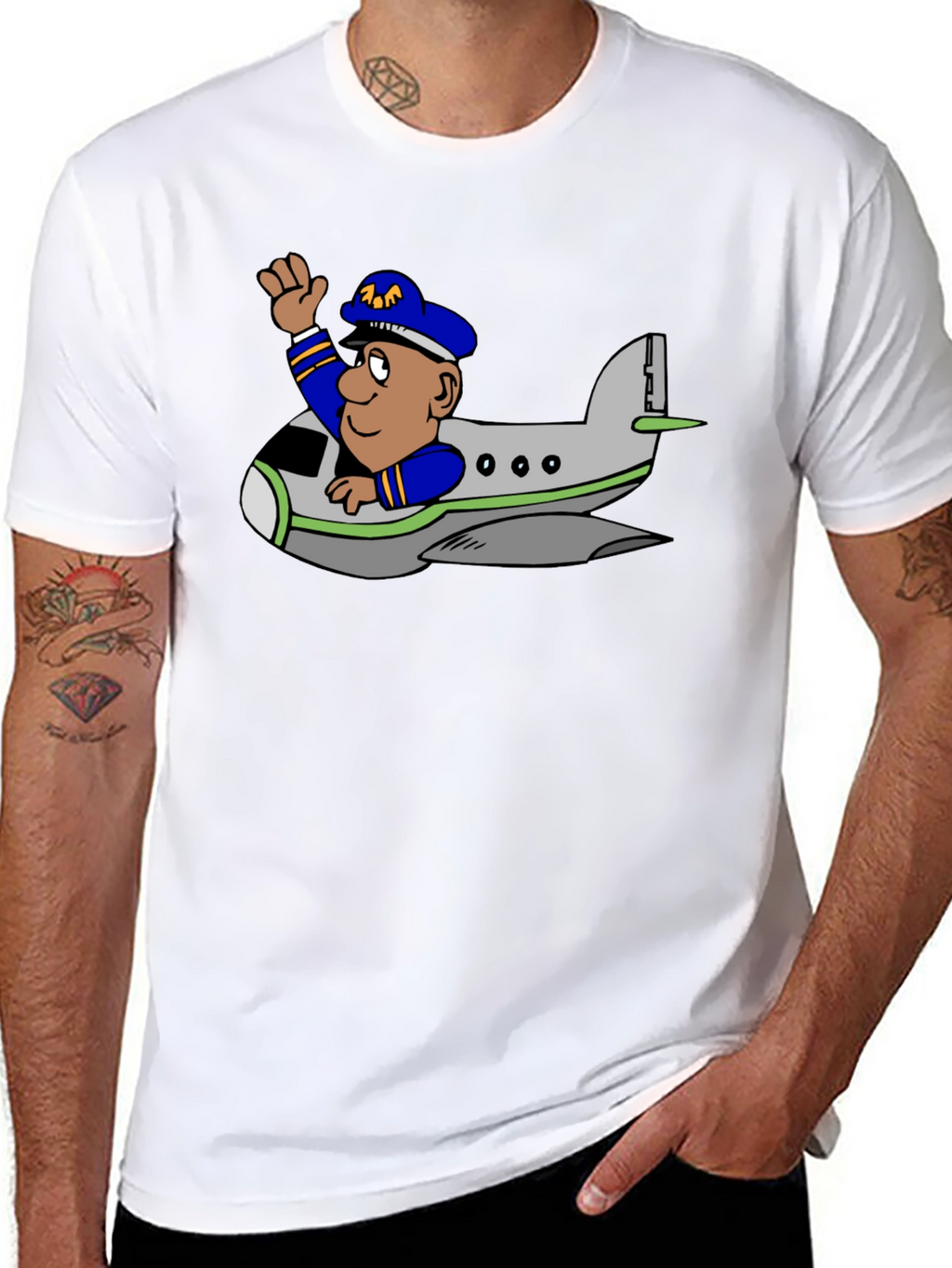 Pilot in Plane Graphic T-Shirt