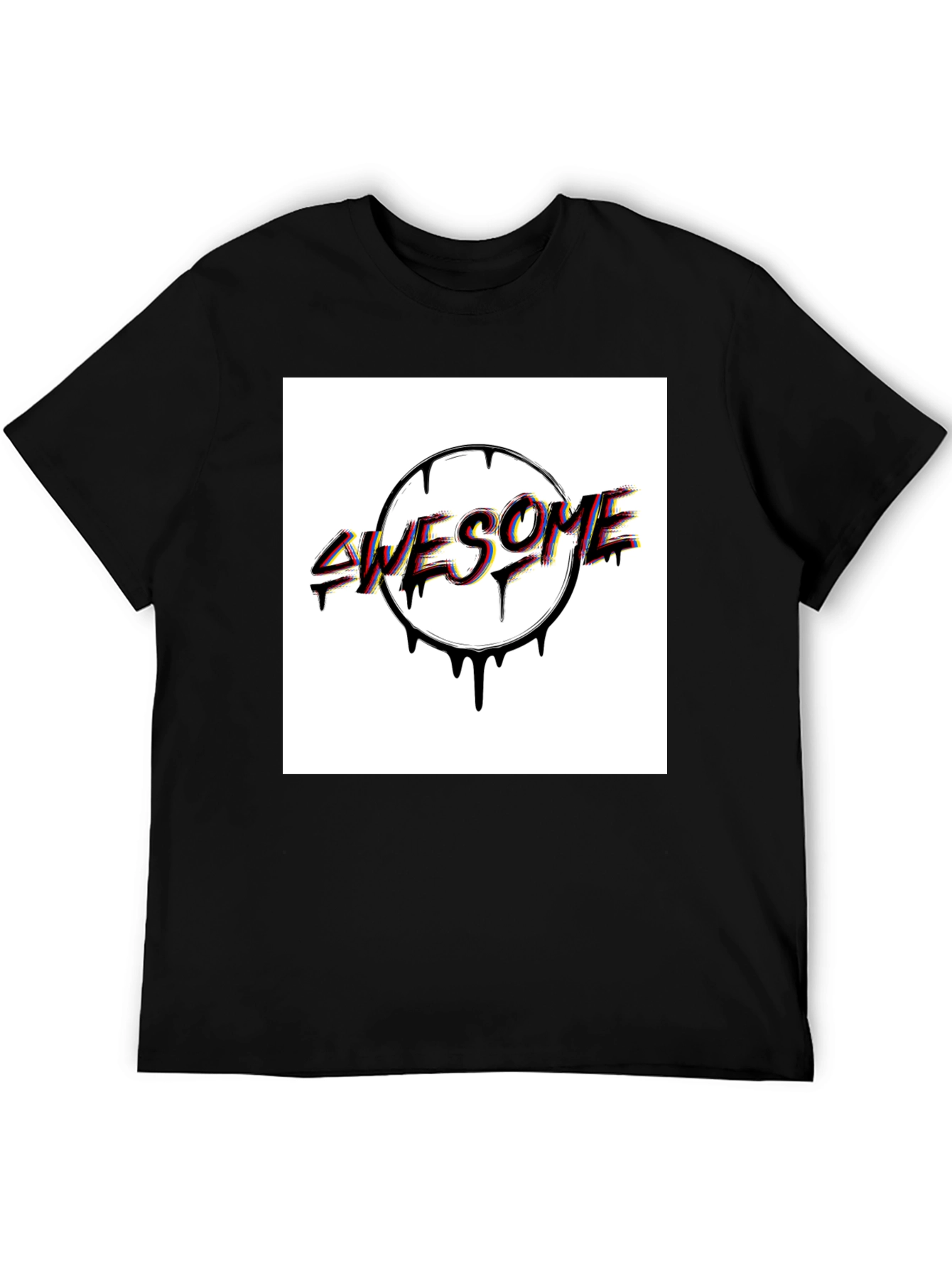 Awesome Drip Graphic Tee - Black Cotton Blend