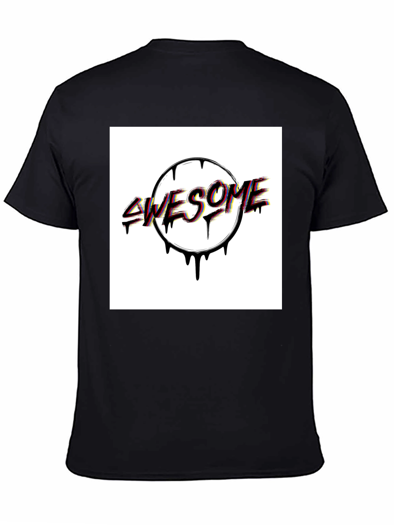 Awesome Drip Graphic Tee - Black Cotton Blend