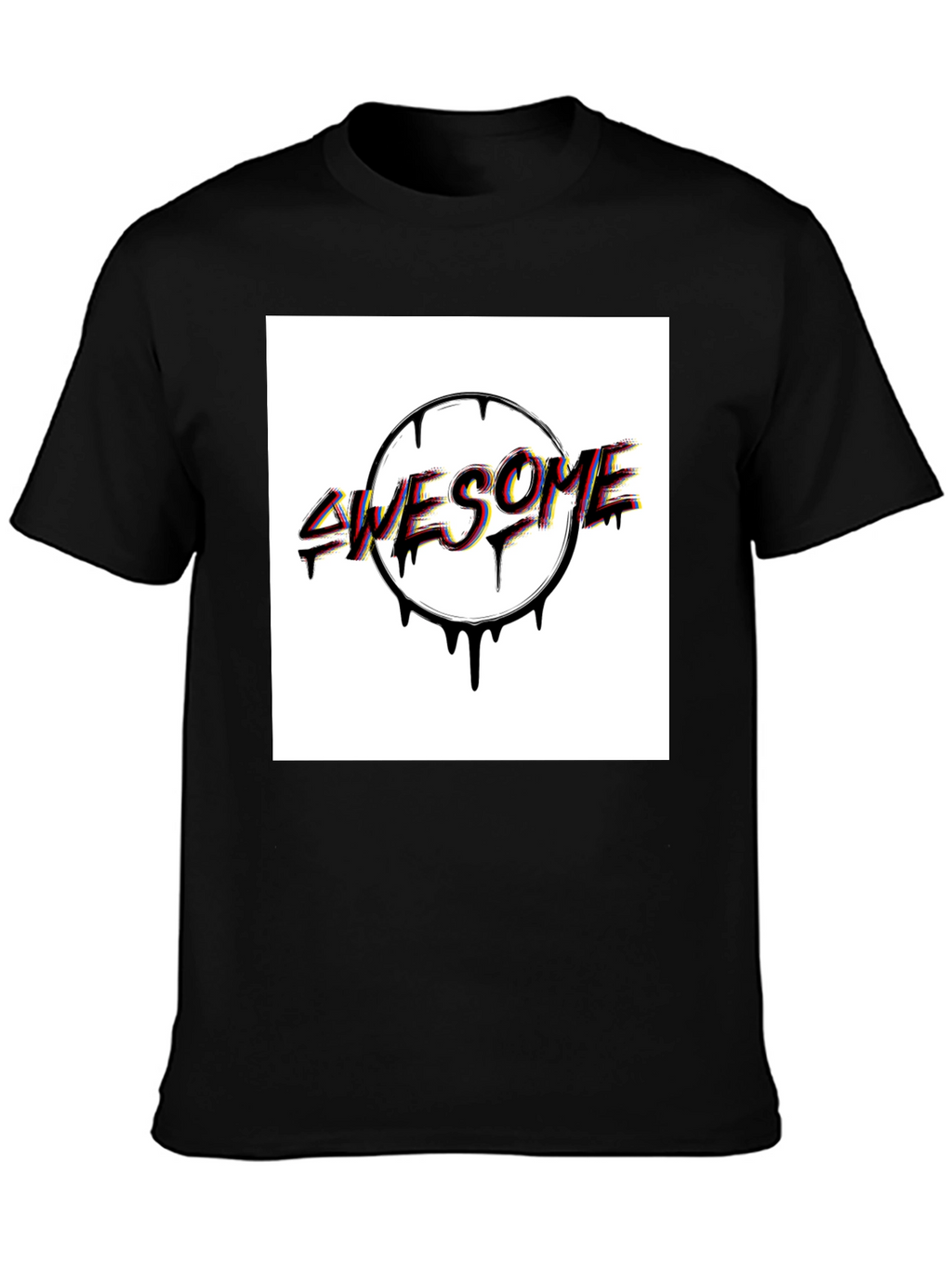Awesome Drip Graphic Tee - Black Cotton Blend