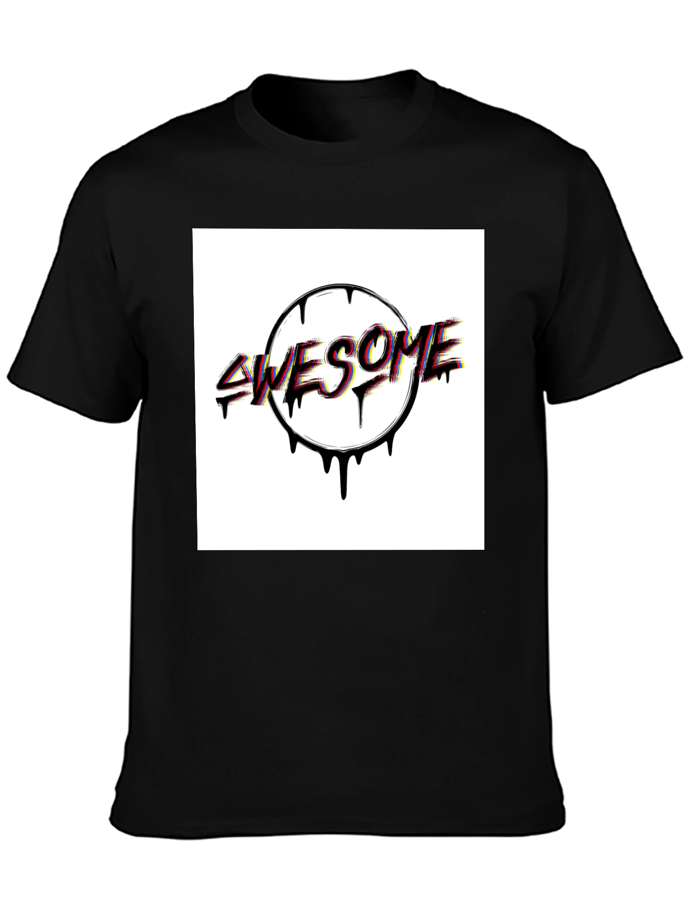 Awesome Drip Graphic Tee - Black Cotton Blend