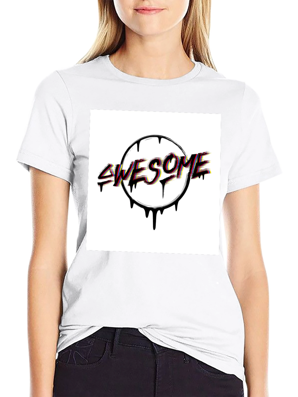 Awesome Drip Graphic Tee - Black Cotton Blend