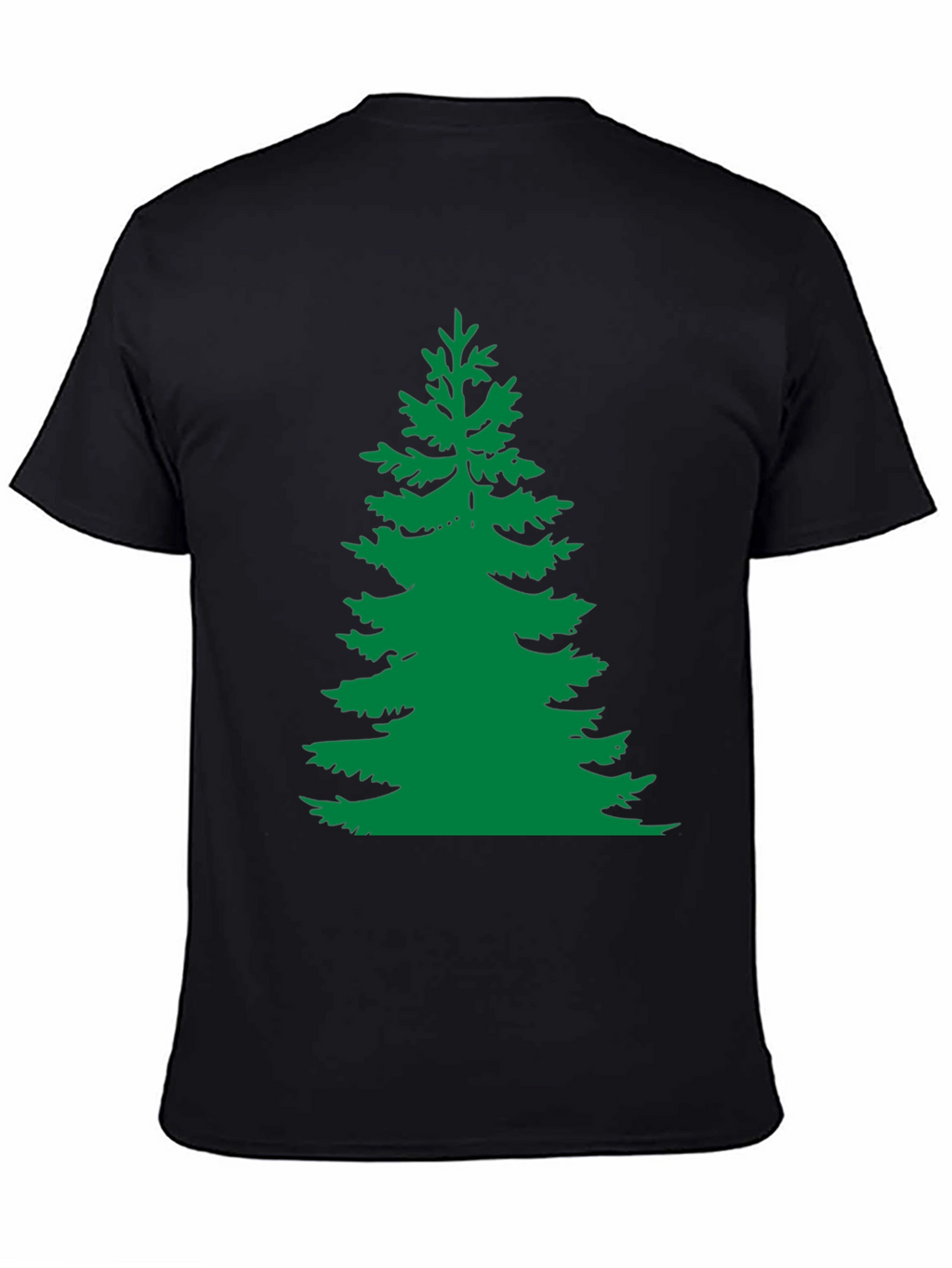 Green Pine Tree Graphic Black T-Shirt