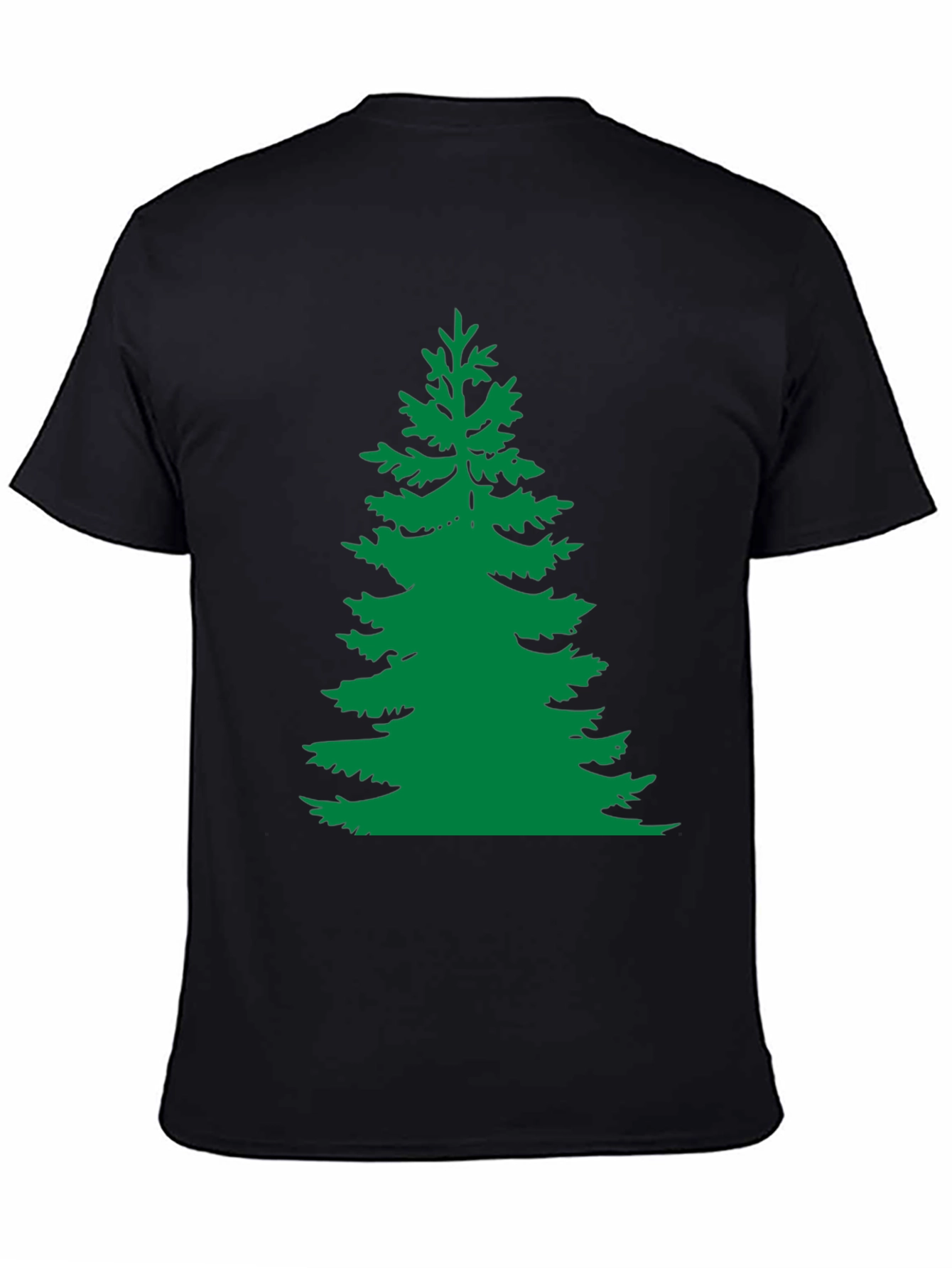 Green Pine Tree Graphic Black T-Shirt