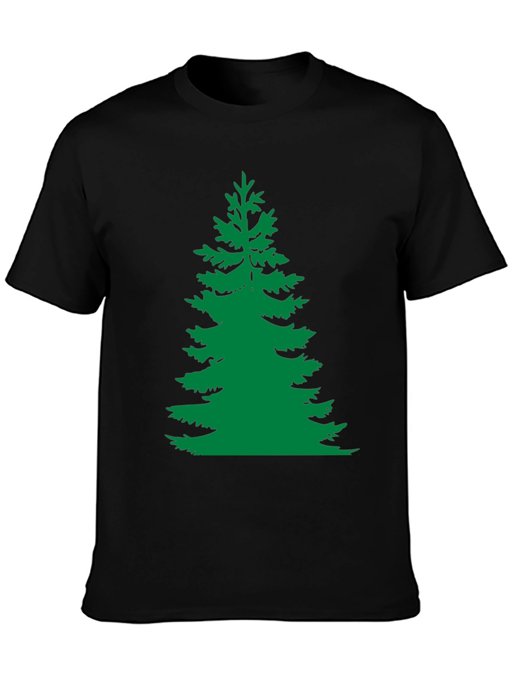 Green Pine Tree Graphic Black T-Shirt