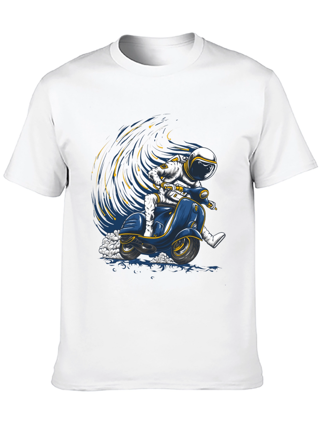 Astronaut Scooter Graphic Tee - Space Rider T-Shirt