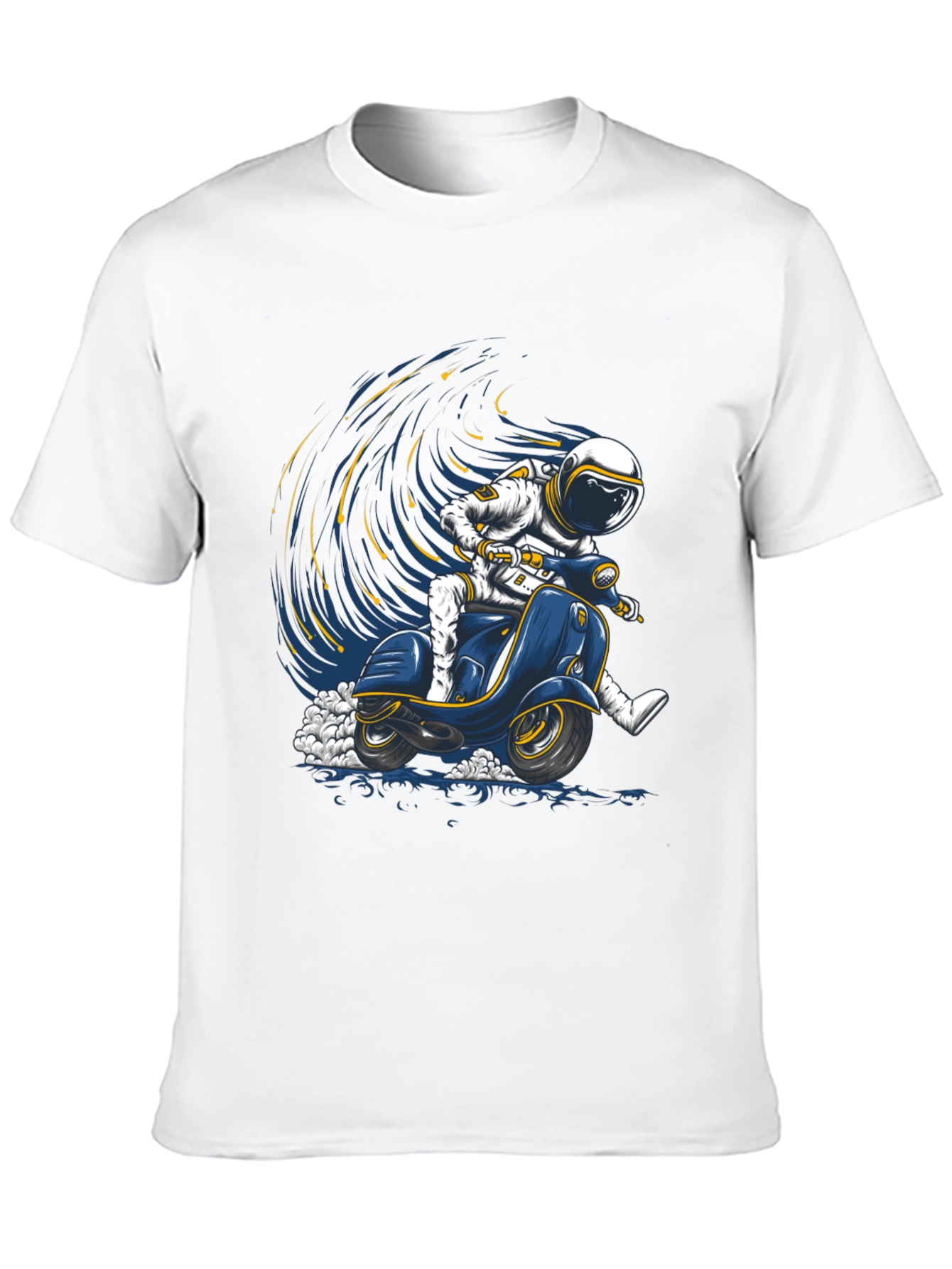 Astronaut Scooter Graphic Tee - Space Rider T-Shirt