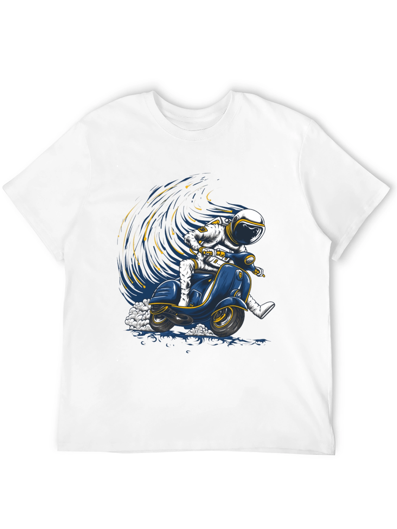 Astronaut Scooter Graphic Tee - Space Rider T-Shirt