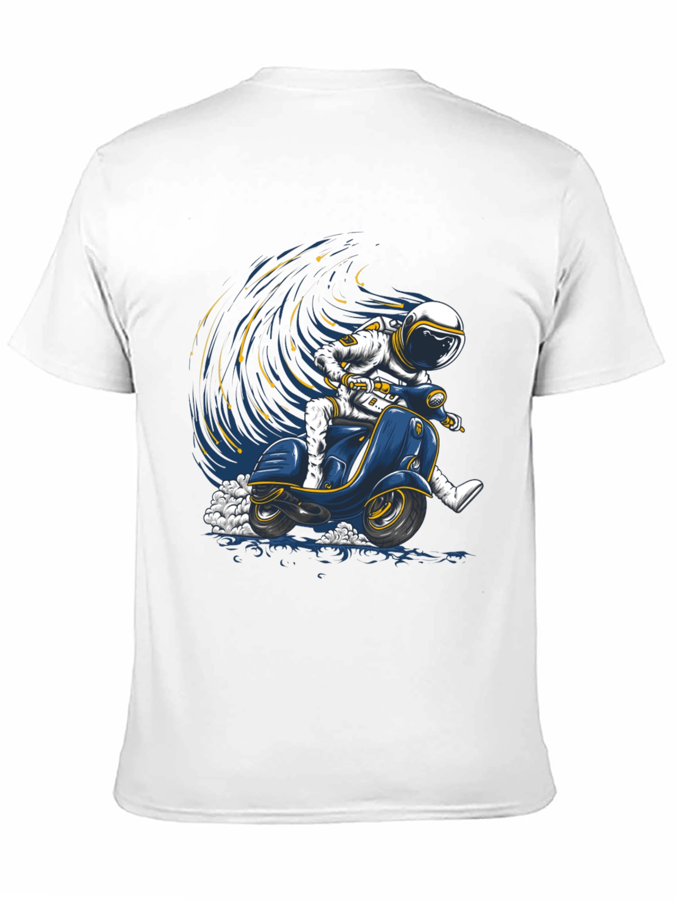 Astronaut Scooter Graphic Tee - Space Rider T-Shirt