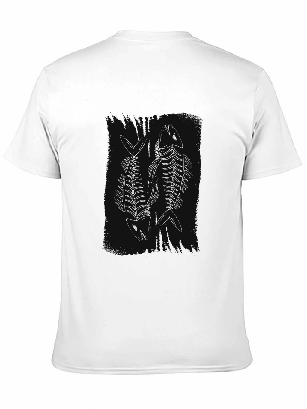 Fish Skeleton Graphic Tee - Black Cotton