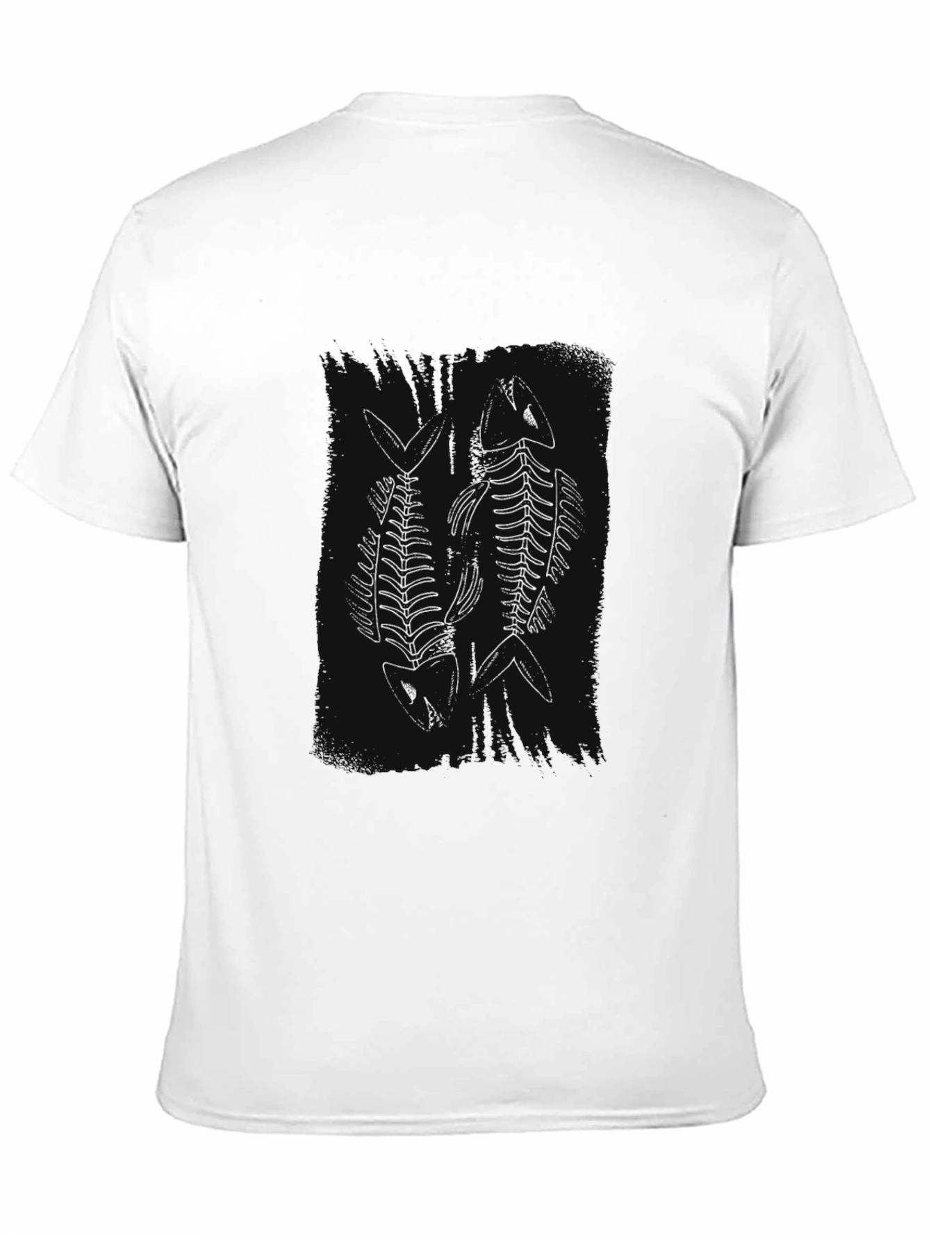 Fish Skeleton Graphic Tee - Black Cotton