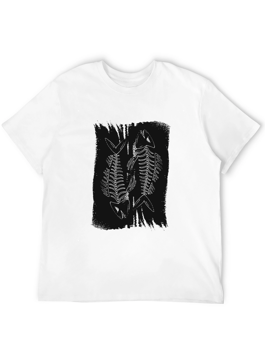 Fish Skeleton Graphic Tee - Black Cotton
