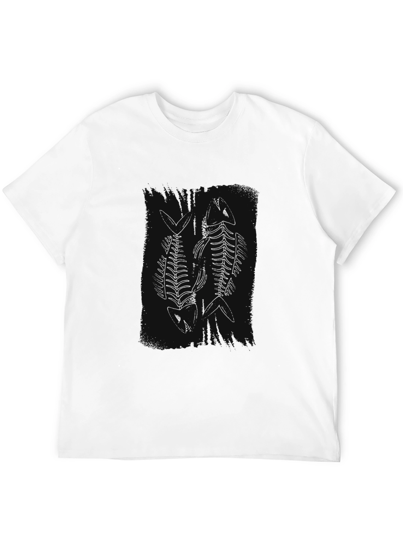 Fish Skeleton Graphic Tee - Black Cotton