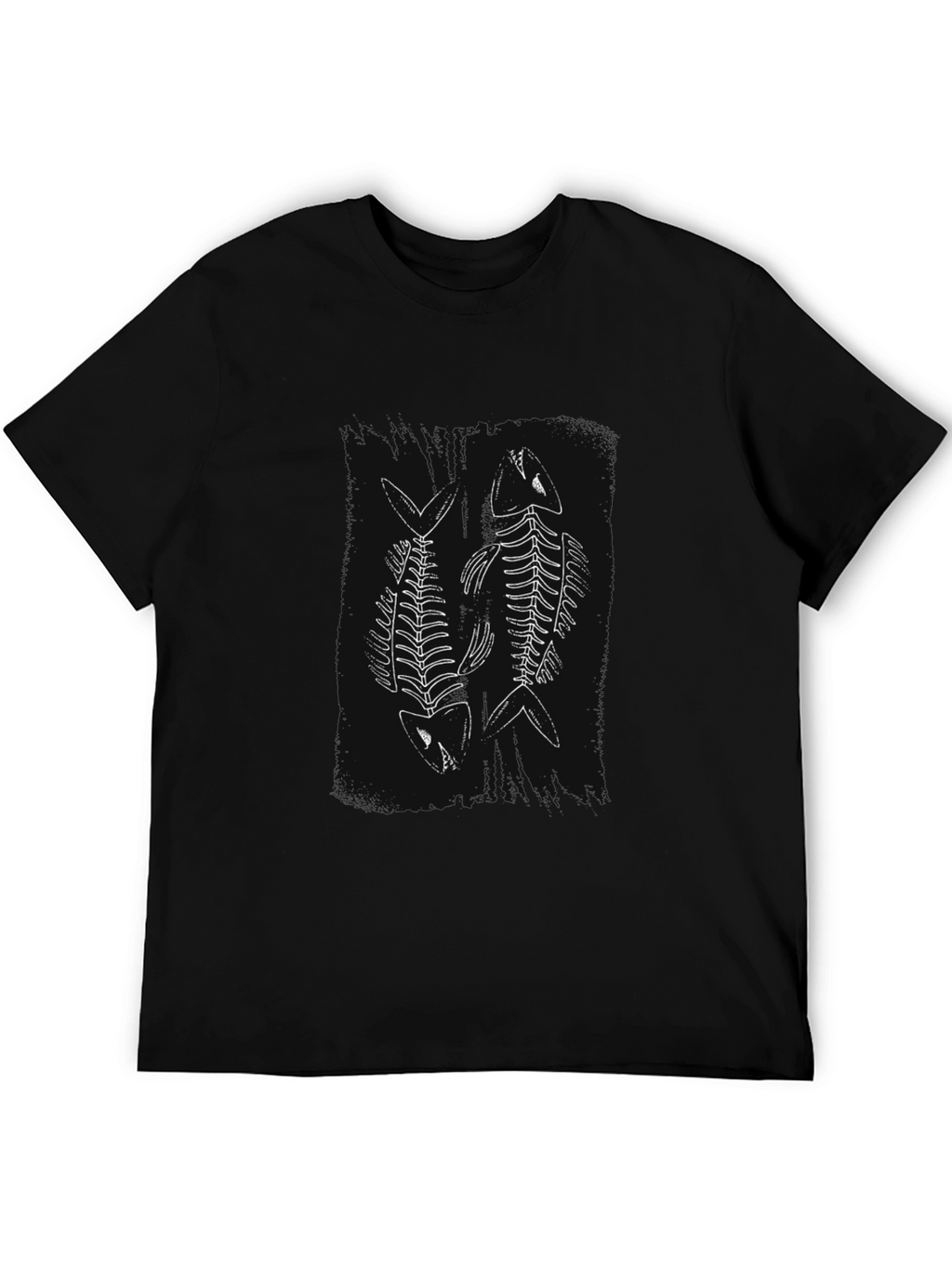 Fish Skeleton Graphic Tee - Black Cotton