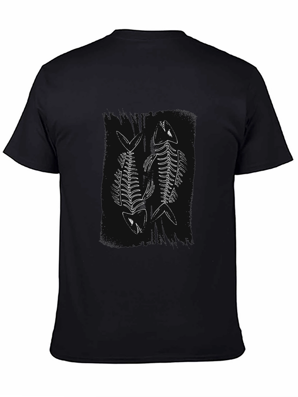 Fish Skeleton Graphic Tee - Black Cotton