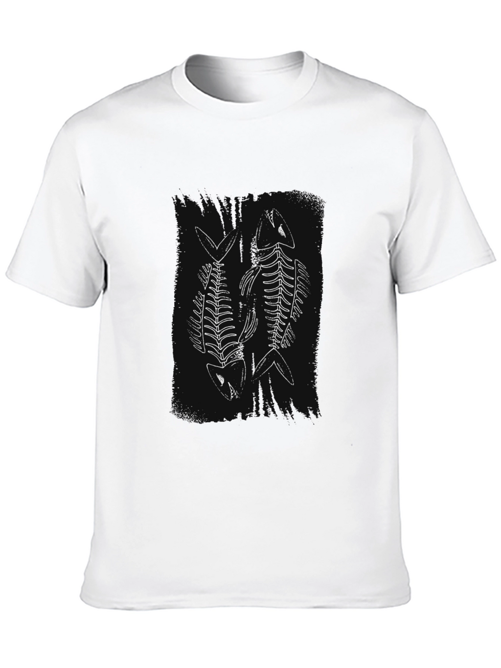 Fish Skeleton Graphic Tee - Black Cotton