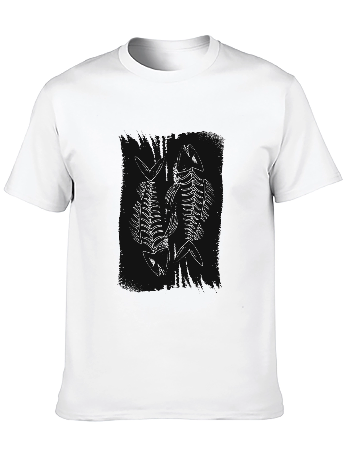 Fish Skeleton Graphic Tee - Black Cotton