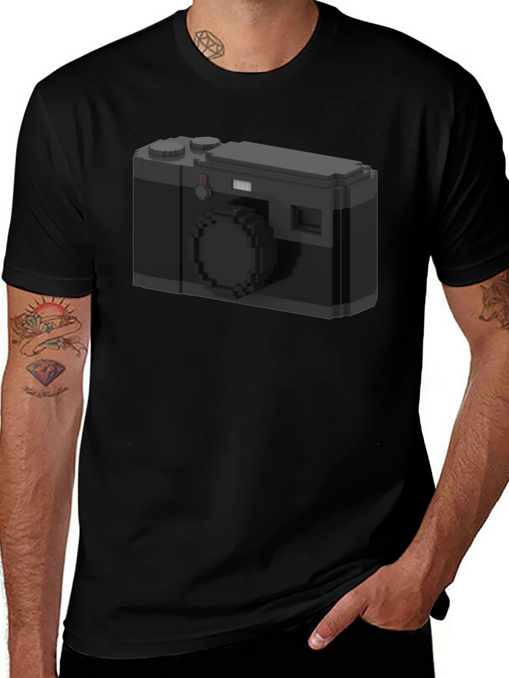 Pixel Camera Graphic Tee - Black