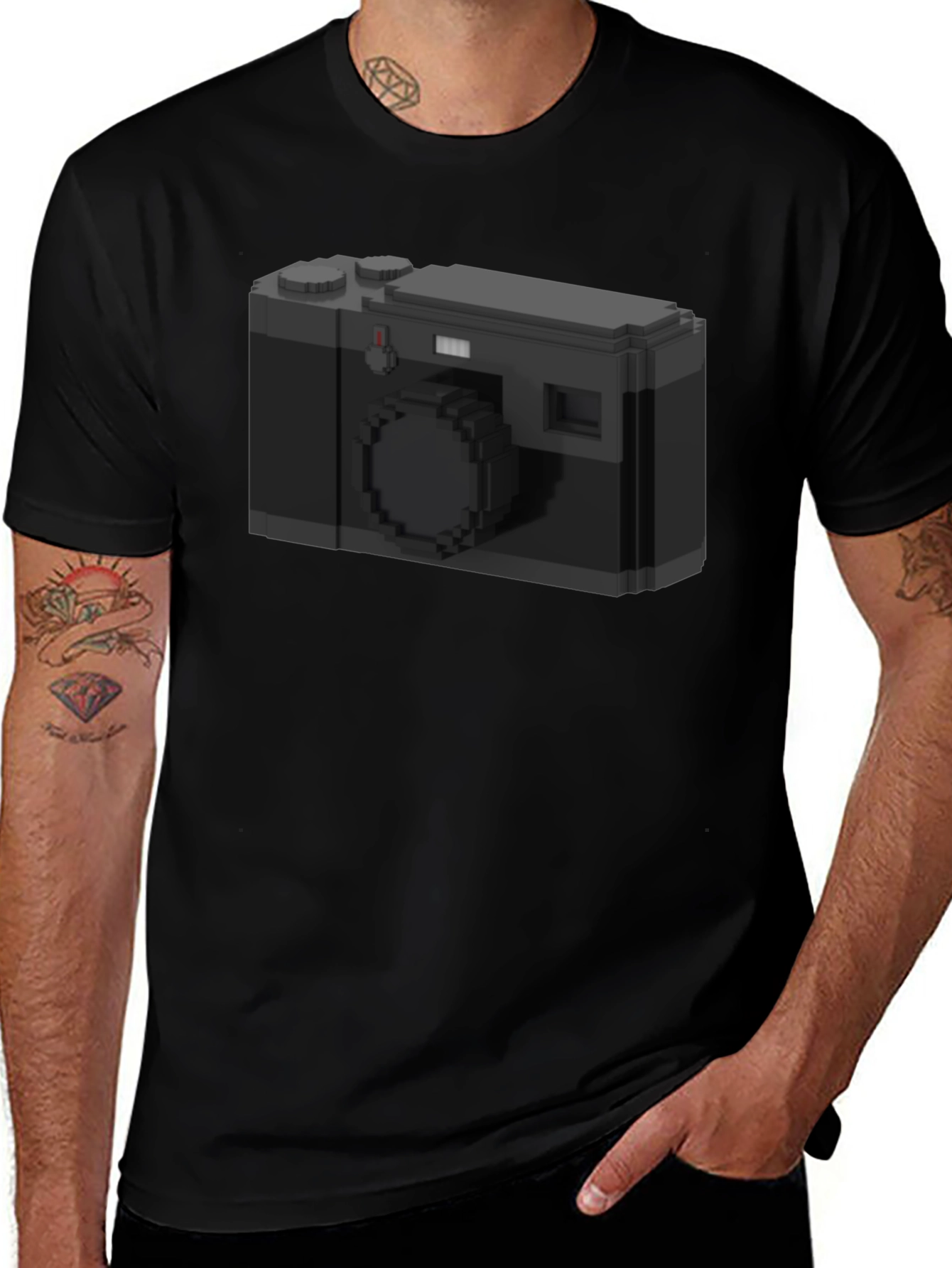 Pixel Camera Graphic Tee - Black