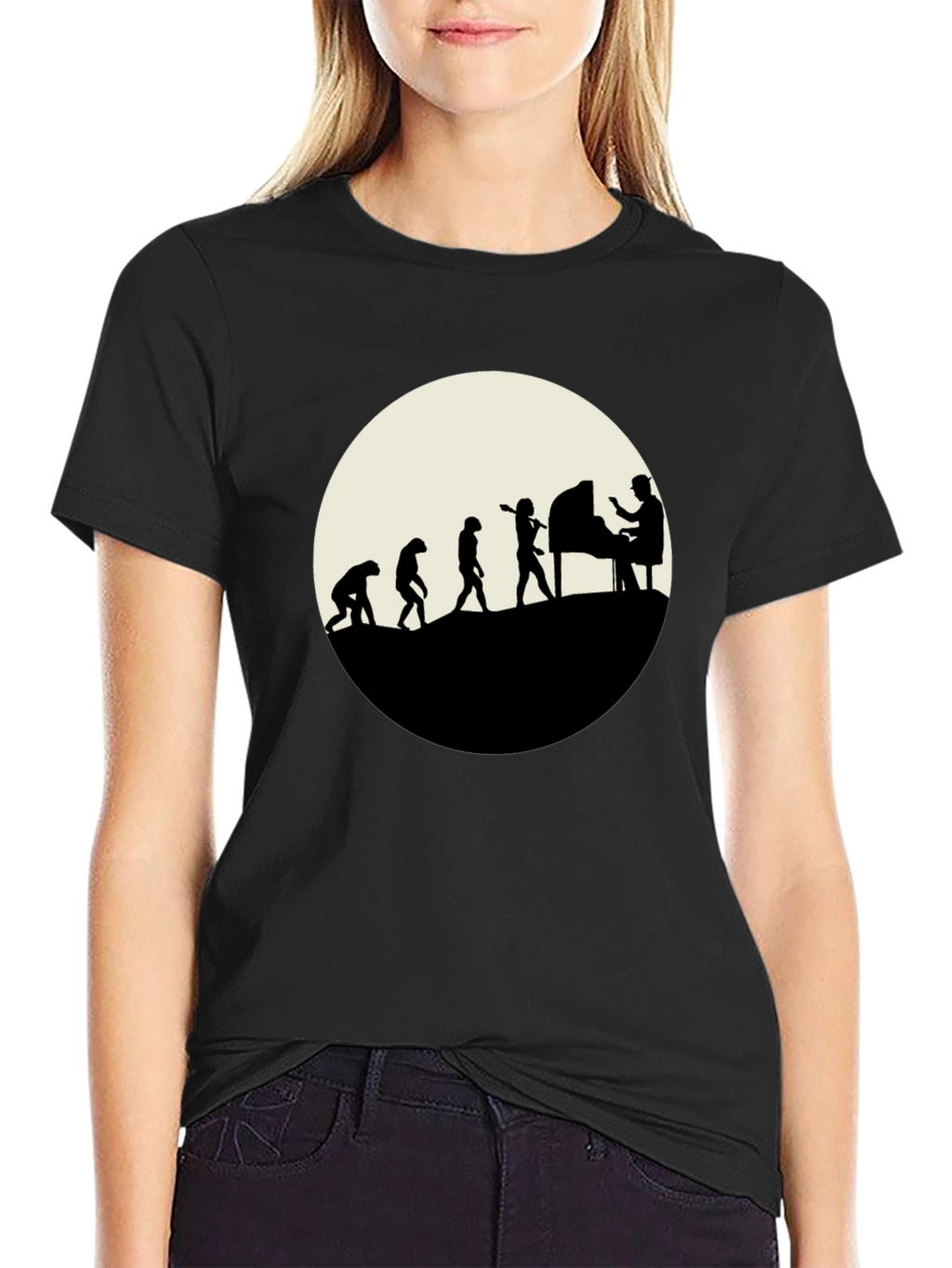 Evolution of Piano Player T-Shirt - Black