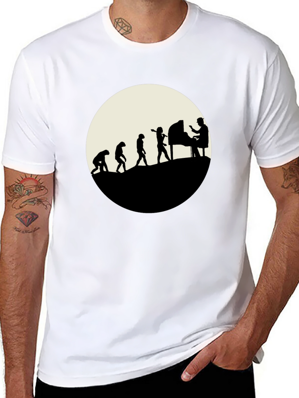 Evolution of Piano Player T-Shirt - Black