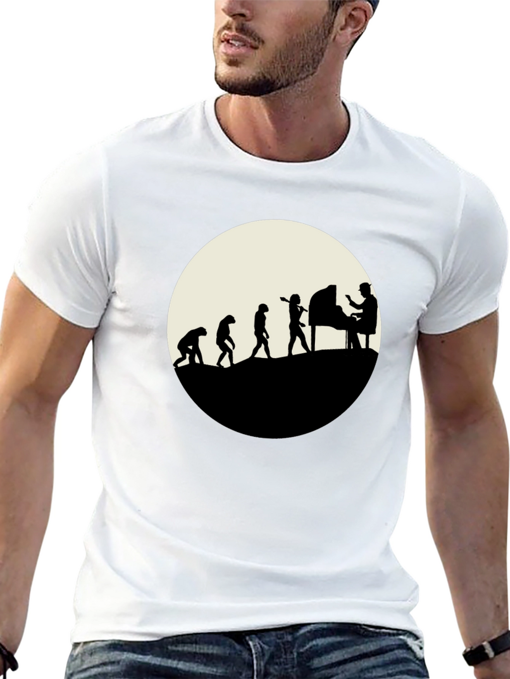 Evolution of Piano Player T-Shirt - Black