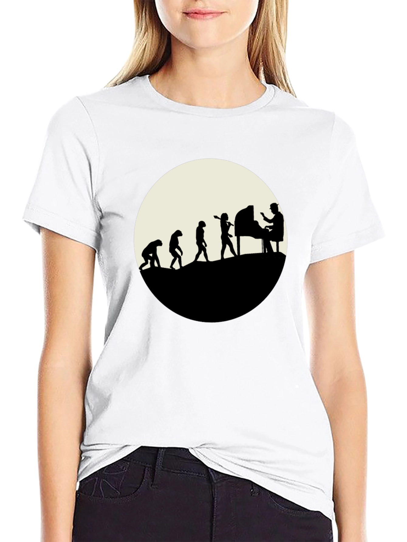 Evolution of Piano Player T-Shirt - Black