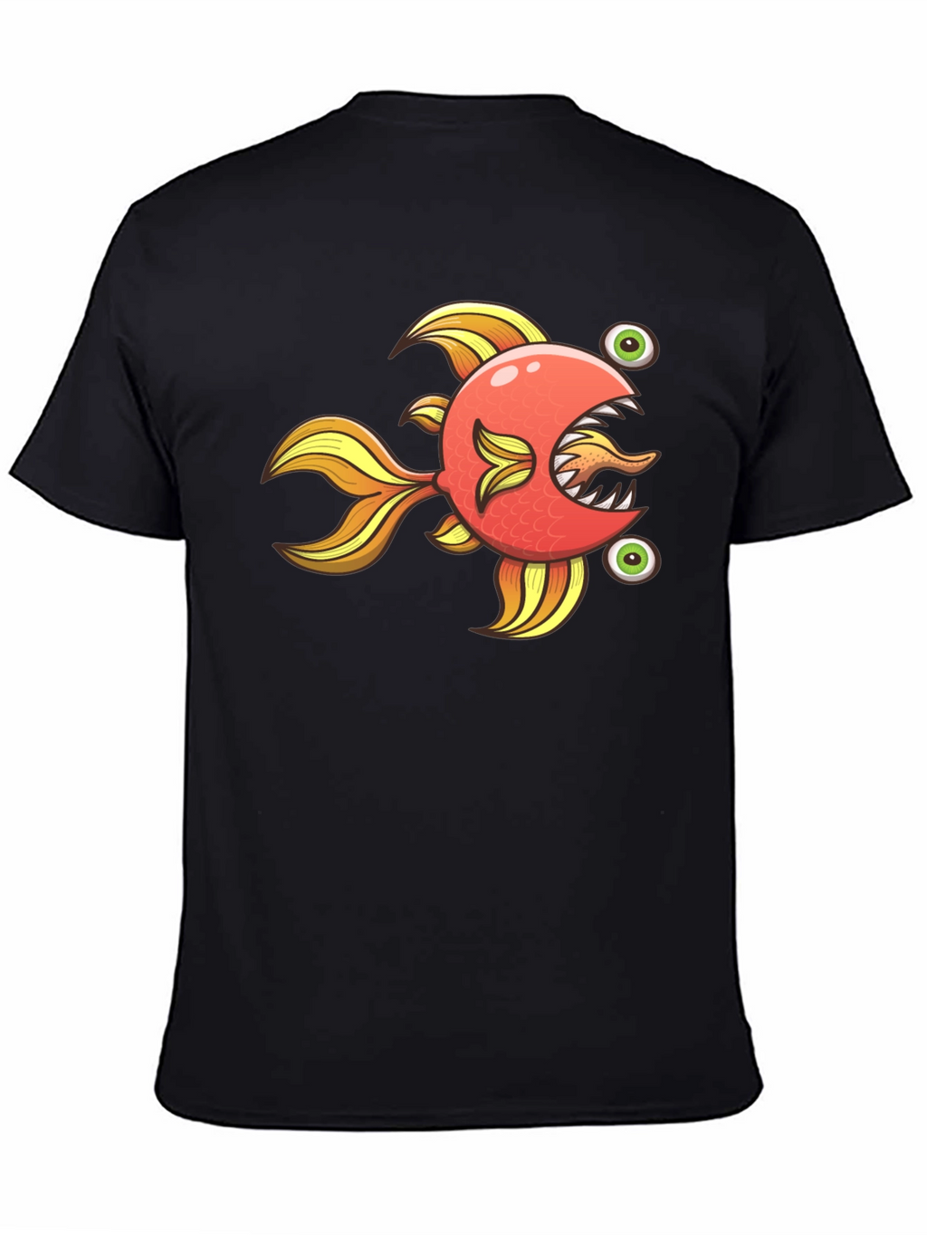 Funny Fish Graphic Tee - Soft Black Cotton Shirt