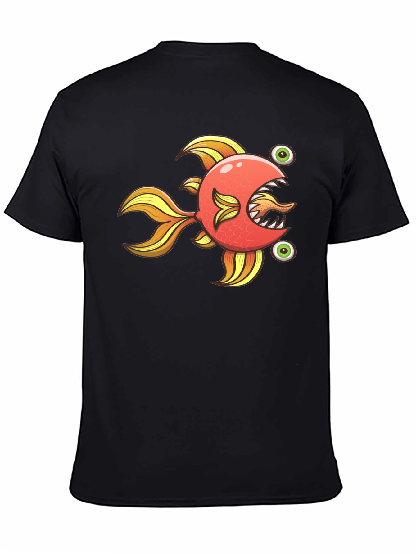 Funny Fish Graphic Tee - Soft Black Cotton Shirt